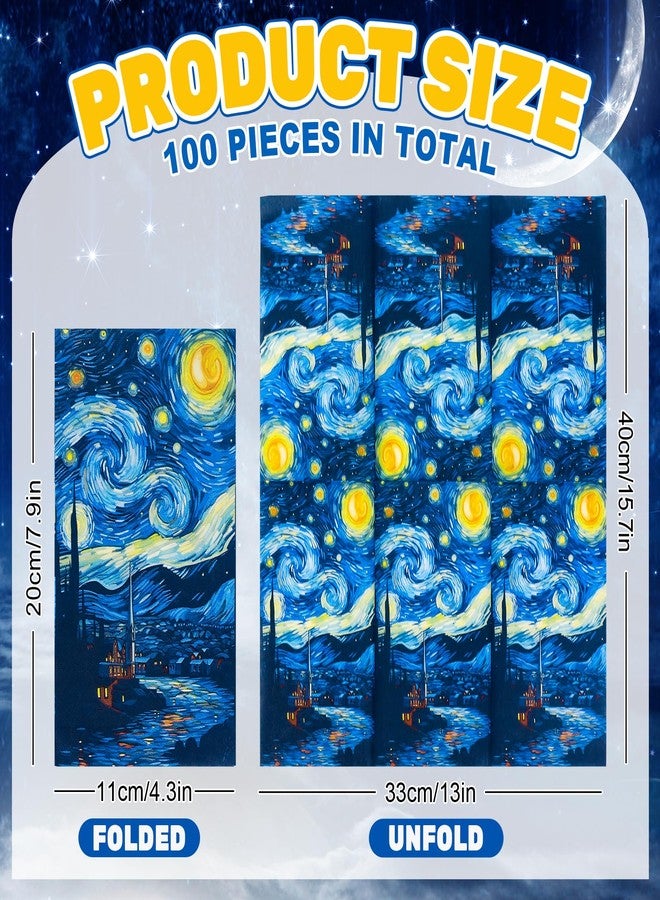 JarThenaAMCS مناديل جارثينا إيه إم سي إس، 100 قطعة، بتصميم ليلة مرصعة بالنجوم، مناديل ورقية للاستخدام مرة واحدة، مثالية للحمام، وأعياد الميلاد، والحفلات، وتزيين الطاولات. - Image 2